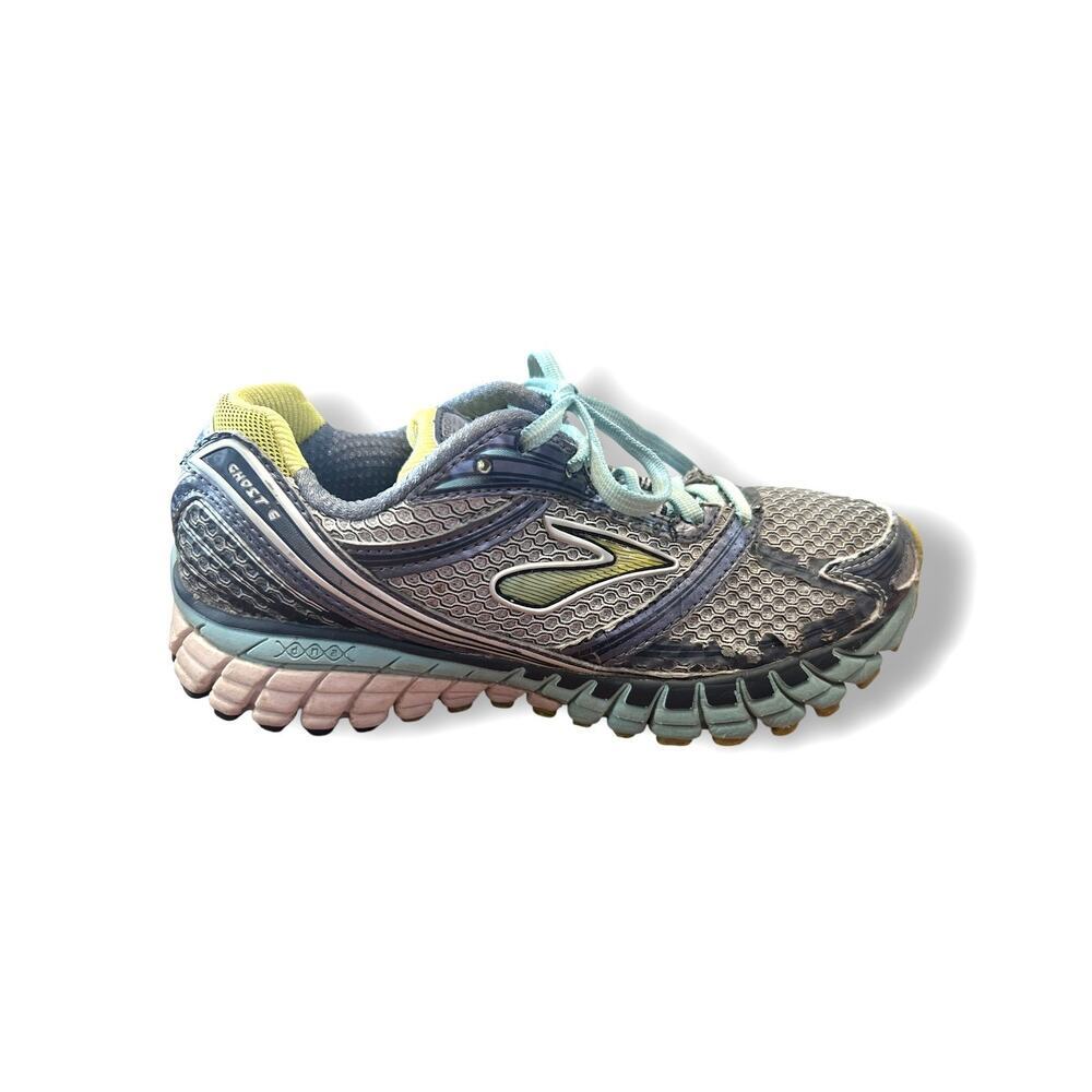 Brooks Ghost 6 Women's Running Shoes Size 6.5 Gray Blue Yellow 120138 1B620